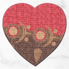 Background Tribal Ethnic Red Brown Jigsaw Puzzle (heart) by Simbadda