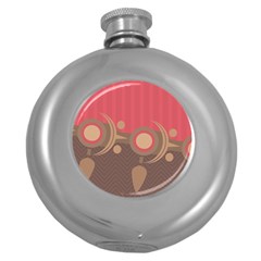 Background Tribal Ethnic Red Brown Round Hip Flask (5 Oz) by Simbadda