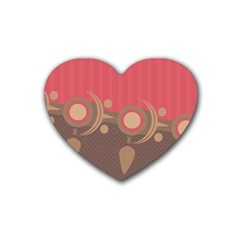 Background Tribal Ethnic Red Brown Heart Coaster (4 Pack)  by Simbadda