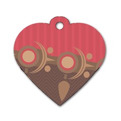 Background Tribal Ethnic Red Brown Dog Tag Heart (one Side)