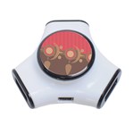 Background Tribal Ethnic Red Brown 3-Port USB Hub Front