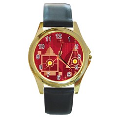 Background Objects Stylized Round Gold Metal Watch by Simbadda