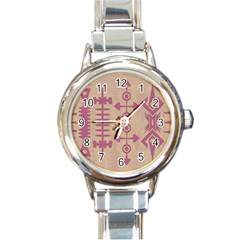 Background Non Seamless Pattern Round Italian Charm Watch by Simbadda