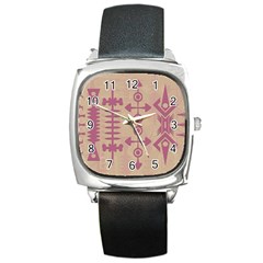 Background Non Seamless Pattern Square Metal Watch by Simbadda