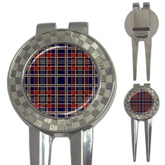 Plaid Tartan Scottish Navy Gold 3-in-1 Golf Divots by Simbadda