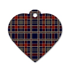 Plaid Tartan Scottish Navy Gold Dog Tag Heart (one Side) by Simbadda