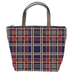 Plaid Tartan Scottish Navy Gold Bucket Bag by Simbadda