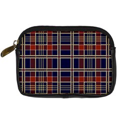 Plaid Tartan Scottish Navy Gold Digital Camera Leather Case by Simbadda