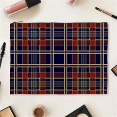 Plaid Tartan Scottish Navy Gold Cosmetic Bag (xl) by Simbadda