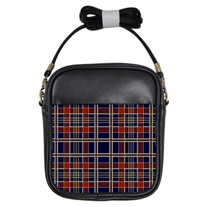 Plaid Tartan Scottish Navy Gold Girls Sling Bag