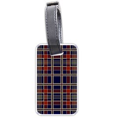 Plaid Tartan Scottish Navy Gold Luggage Tag (one Side) by Simbadda