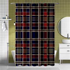 Plaid Tartan Scottish Navy Gold Shower Curtain 48  X 72  (small)  by Simbadda