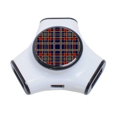 Plaid Tartan Scottish Navy Gold 3-port Usb Hub by Simbadda