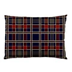 Plaid Tartan Scottish Navy Gold Pillow Case (two Sides) by Simbadda