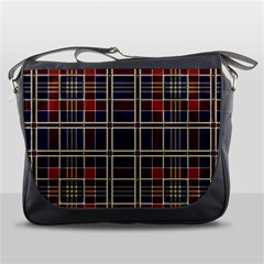 Plaid Tartan Scottish Navy Gold Messenger Bag by Simbadda