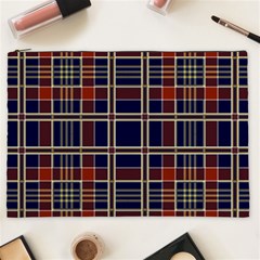 Plaid Tartan Scottish Navy Gold Cosmetic Bag (xxl) by Simbadda