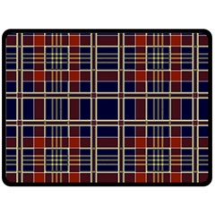 Plaid Tartan Scottish Navy Gold Double Sided Fleece Blanket (large) 