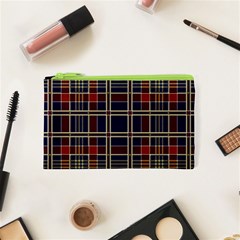 Plaid Tartan Scottish Navy Gold Cosmetic Bag (xs) by Simbadda