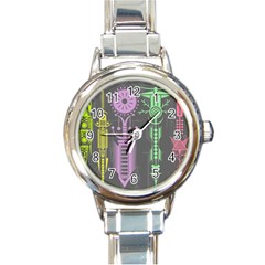 Background Non Seamless Pattern Round Italian Charm Watch