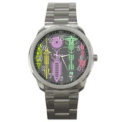 Background Non Seamless Pattern Sport Metal Watch by Simbadda