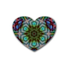 Art Background Flames Rubber Coaster (heart)  by Simbadda