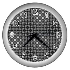 Pattern Background Black And White Wall Clock (silver) by Simbadda