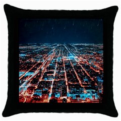 Aerial Shot Of Buildings Throw Pillow Case (black) by Simbadda