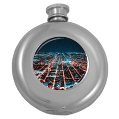 Aerial Shot Of Buildings Round Hip Flask (5 Oz) by Simbadda