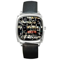 Art Design Color Banner Wallpaper Square Metal Watch