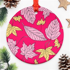 Autumn Dried Leaves Dry Nature Ornament (Round)