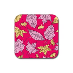 Autumn Dried Leaves Dry Nature Rubber Coaster (Square) 