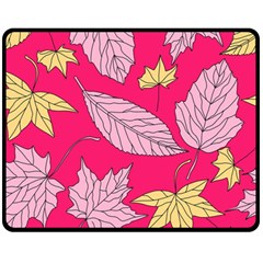 Autumn Dried Leaves Dry Nature Fleece Blanket (medium)  by Simbadda