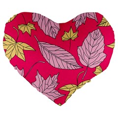 Autumn Dried Leaves Dry Nature Large 19  Premium Flano Heart Shape Cushions by Simbadda