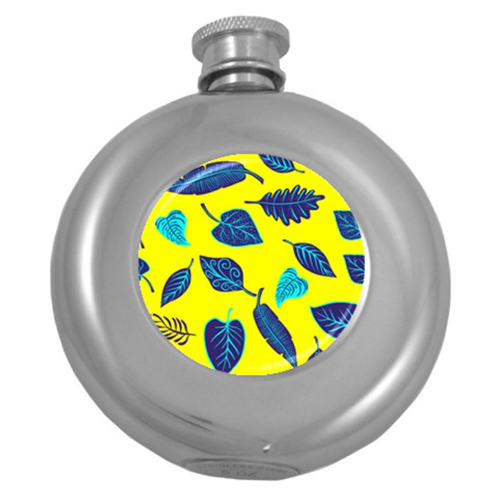 Leaves Pattern Picture Detail Round Hip Flask (5 oz)