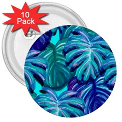 Leaves Tropical Palma Jungle 3  Buttons (10 Pack)  by Simbadda