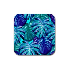 Leaves Tropical Palma Jungle Rubber Coaster (square)  by Simbadda