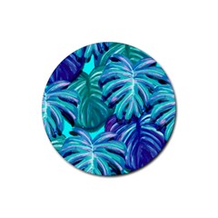 Leaves Tropical Palma Jungle Rubber Coaster (round)  by Simbadda