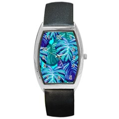 Leaves Tropical Palma Jungle Barrel Style Metal Watch by Simbadda