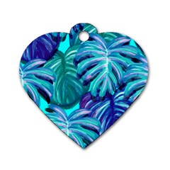 Leaves Tropical Palma Jungle Dog Tag Heart (one Side) by Simbadda