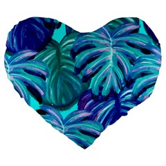 Leaves Tropical Palma Jungle Large 19  Premium Flano Heart Shape Cushions by Simbadda