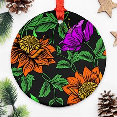 Floral Background Drawing Ornament (round) by Simbadda