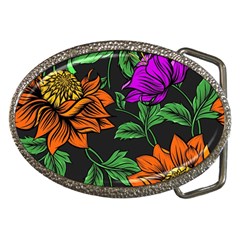 Floral Background Drawing Belt Buckles