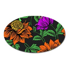 Floral Background Drawing Oval Magnet by Simbadda