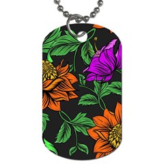 Floral Background Drawing Dog Tag (two Sides) by Simbadda