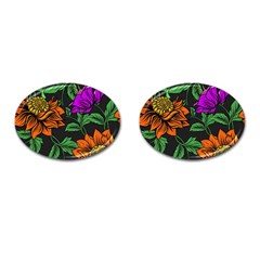 Floral Background Drawing Cufflinks (oval) by Simbadda