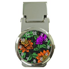 Floral Background Drawing Money Clip Watches by Simbadda