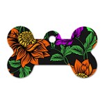 Floral Background Drawing Dog Tag Bone (Two Sides) Back