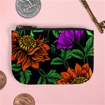 Floral Background Drawing Mini Coin Purse Front