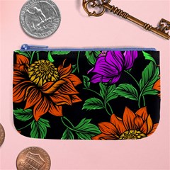 Floral Background Drawing Large Coin Purse by Simbadda