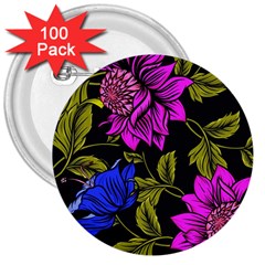 Botany Floral Flower Plant Petals 3  Buttons (100 Pack) 